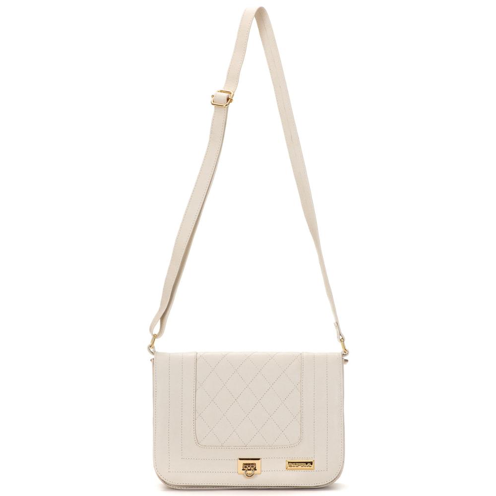Bolsa Feminina Clutch Pequena Couro Off White Alice