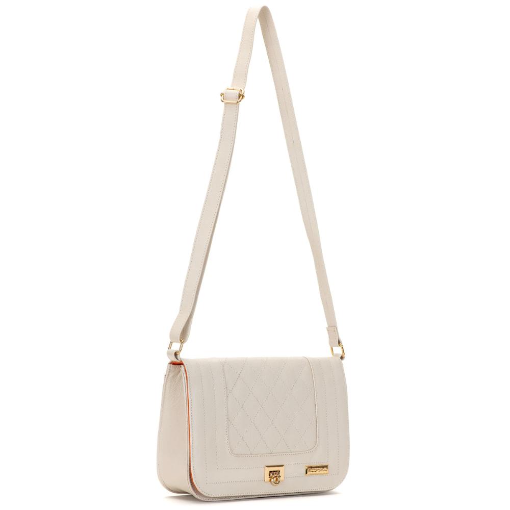Bolsa Feminina Clutch Pequena Couro Off White Alice