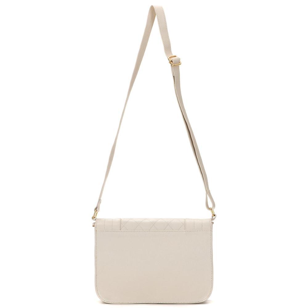 Bolsa Feminina Clutch Pequena Couro Off White Alice