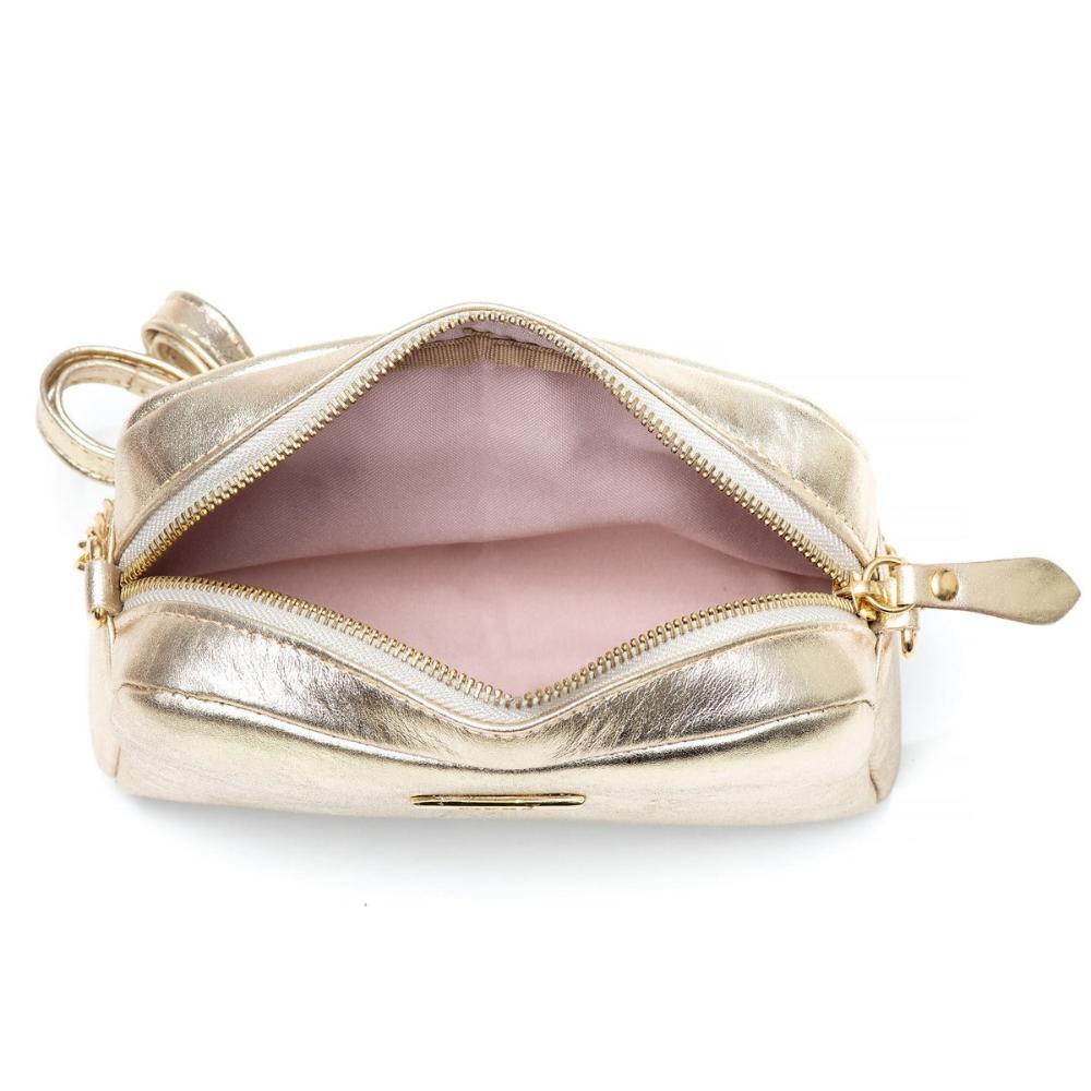 Bolsa Feminina Clutch Pequena Couro Ouro Nic