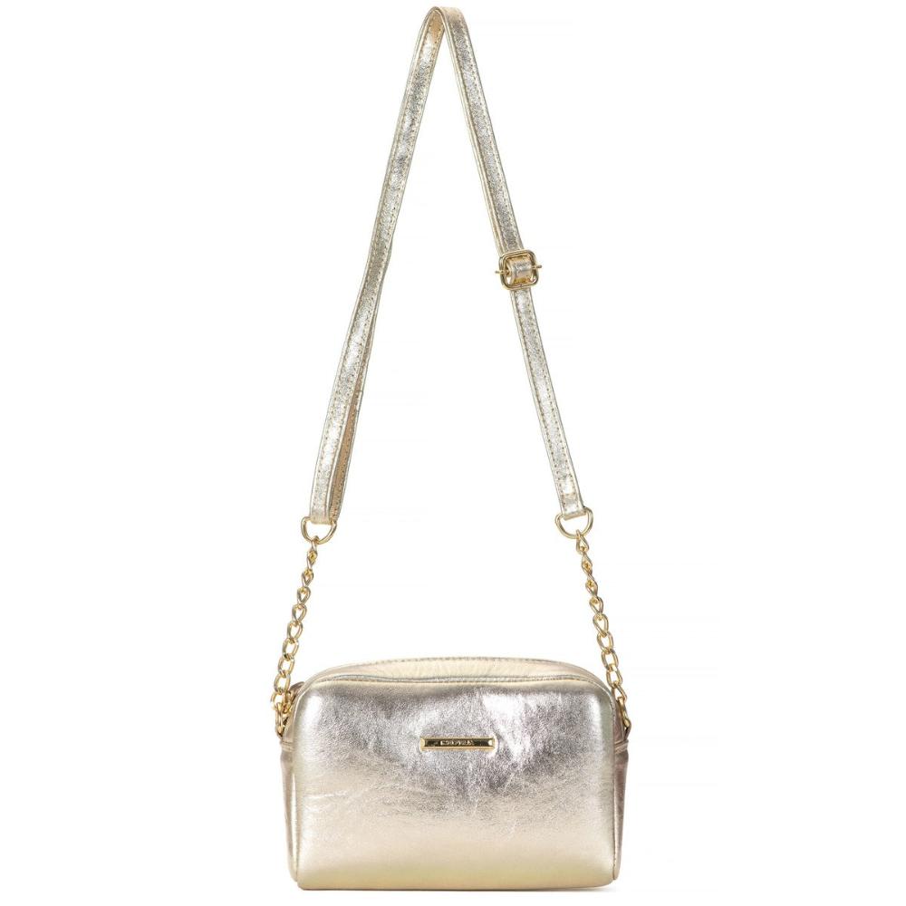 Bolsa Feminina Clutch Pequena Couro Ouro Nic