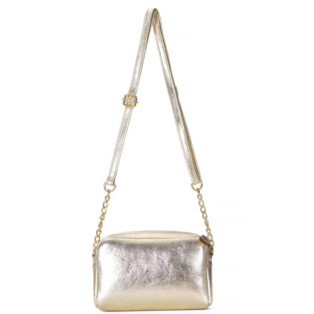 Bolsa Feminina Clutch Pequena Couro Ouro Nic