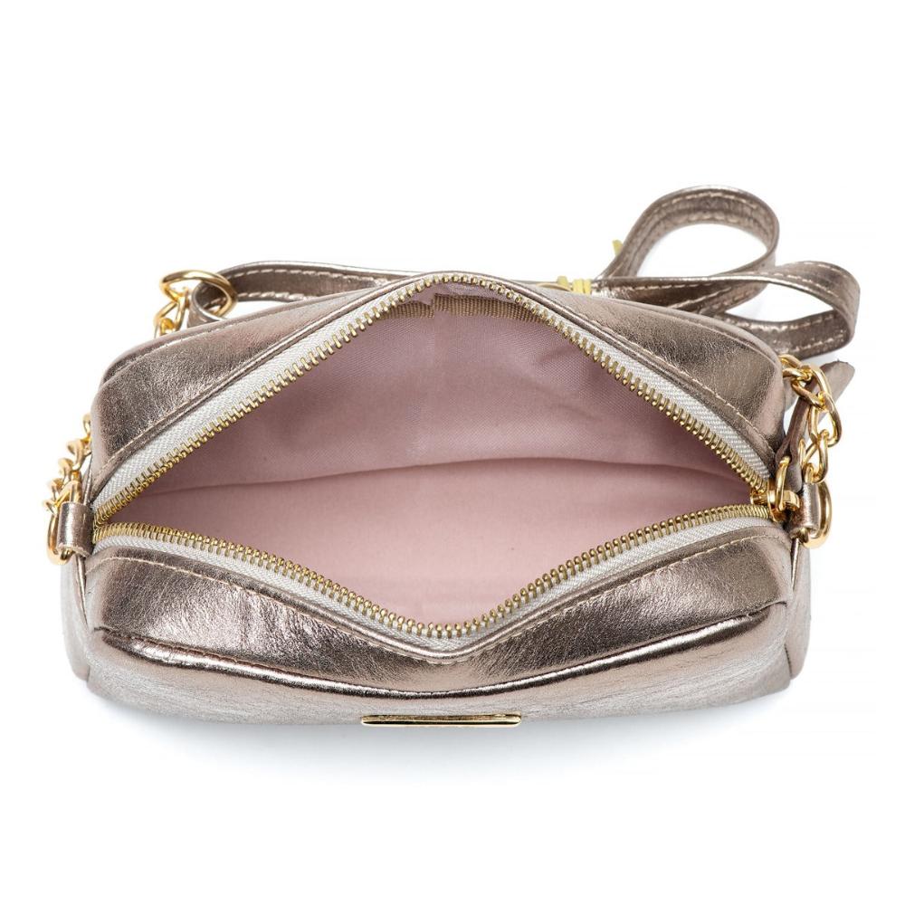 Bolsa Feminina Clutch Pequena Couro Ouro Velho Nic