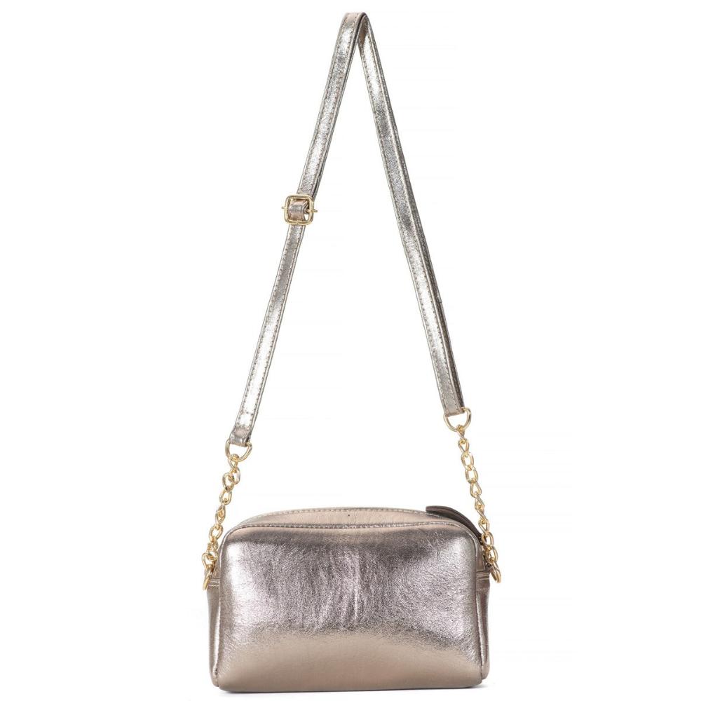 Bolsa Feminina Clutch Pequena Couro Ouro Velho Nic