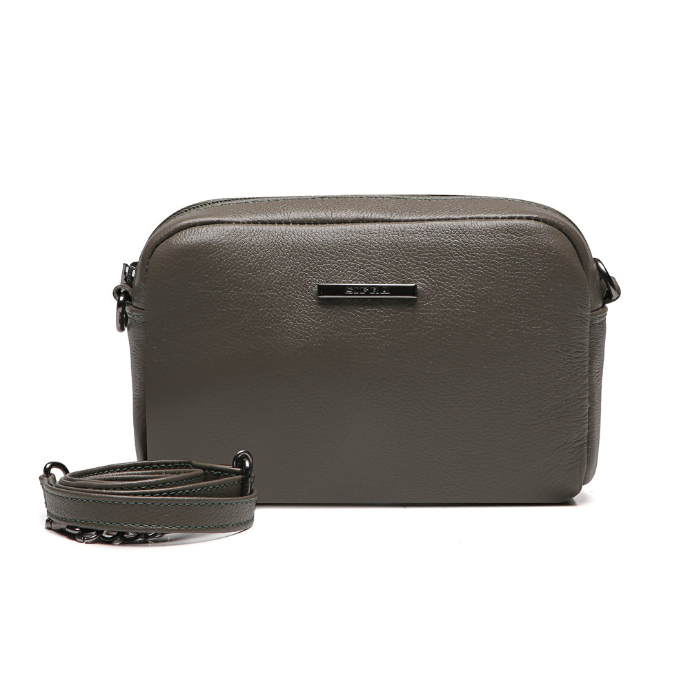 Bolsa Feminina Clutch Pequena Couro Verde Militar Nic