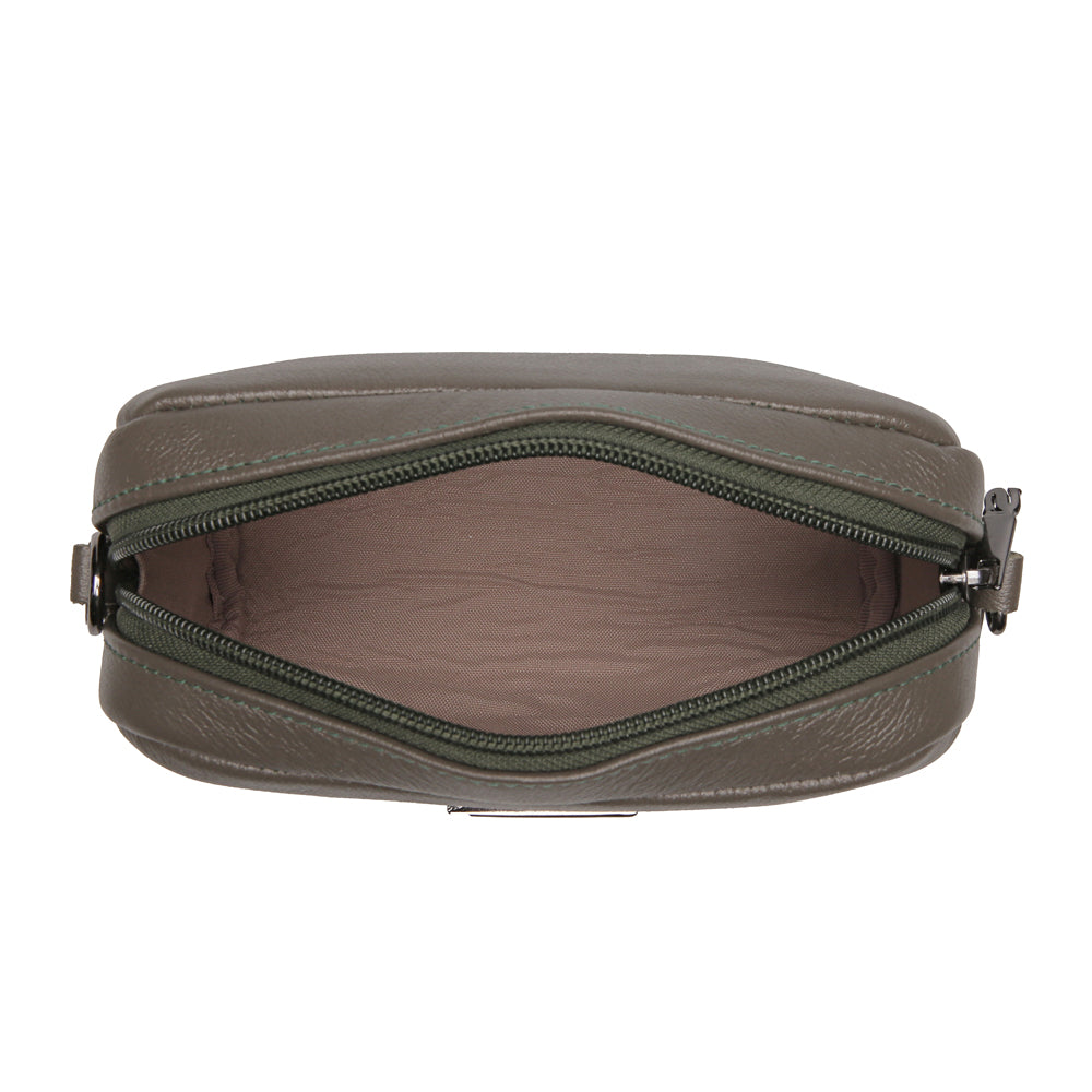 Bolsa Feminina Clutch Pequena Couro Verde Militar Nic