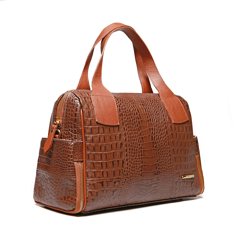 Bolsa Feminina Estruturada Couro Marrom Mony