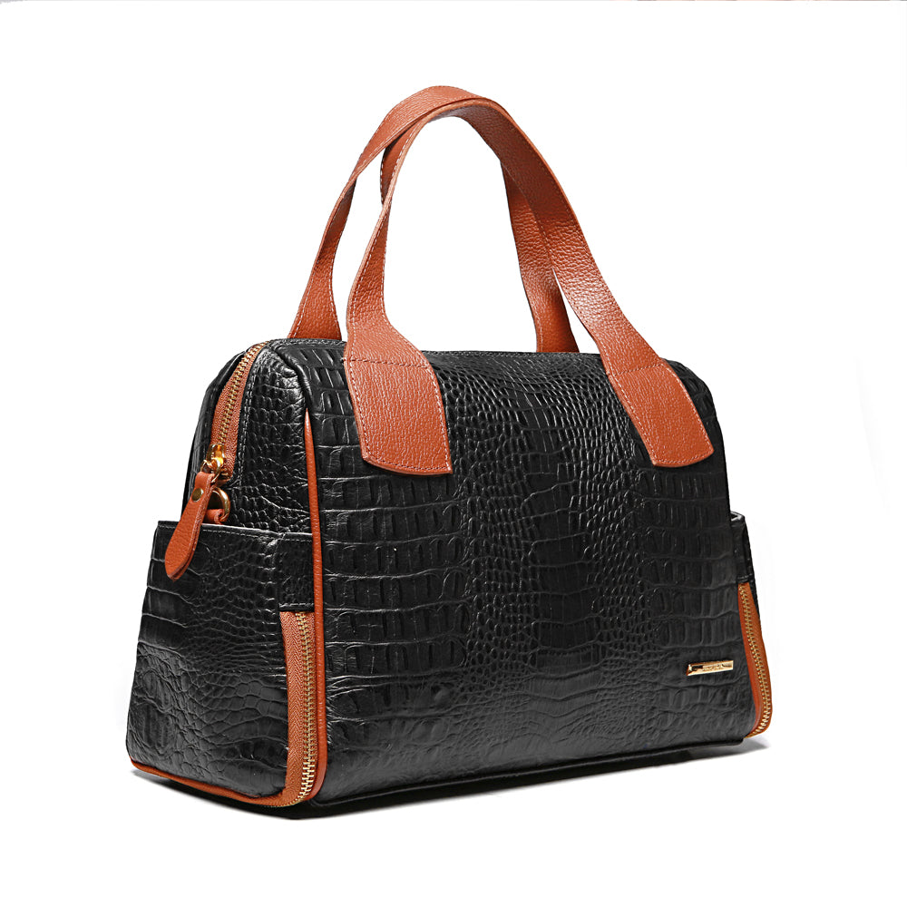 Bolsa Feminina Estruturada Couro Preta Mony