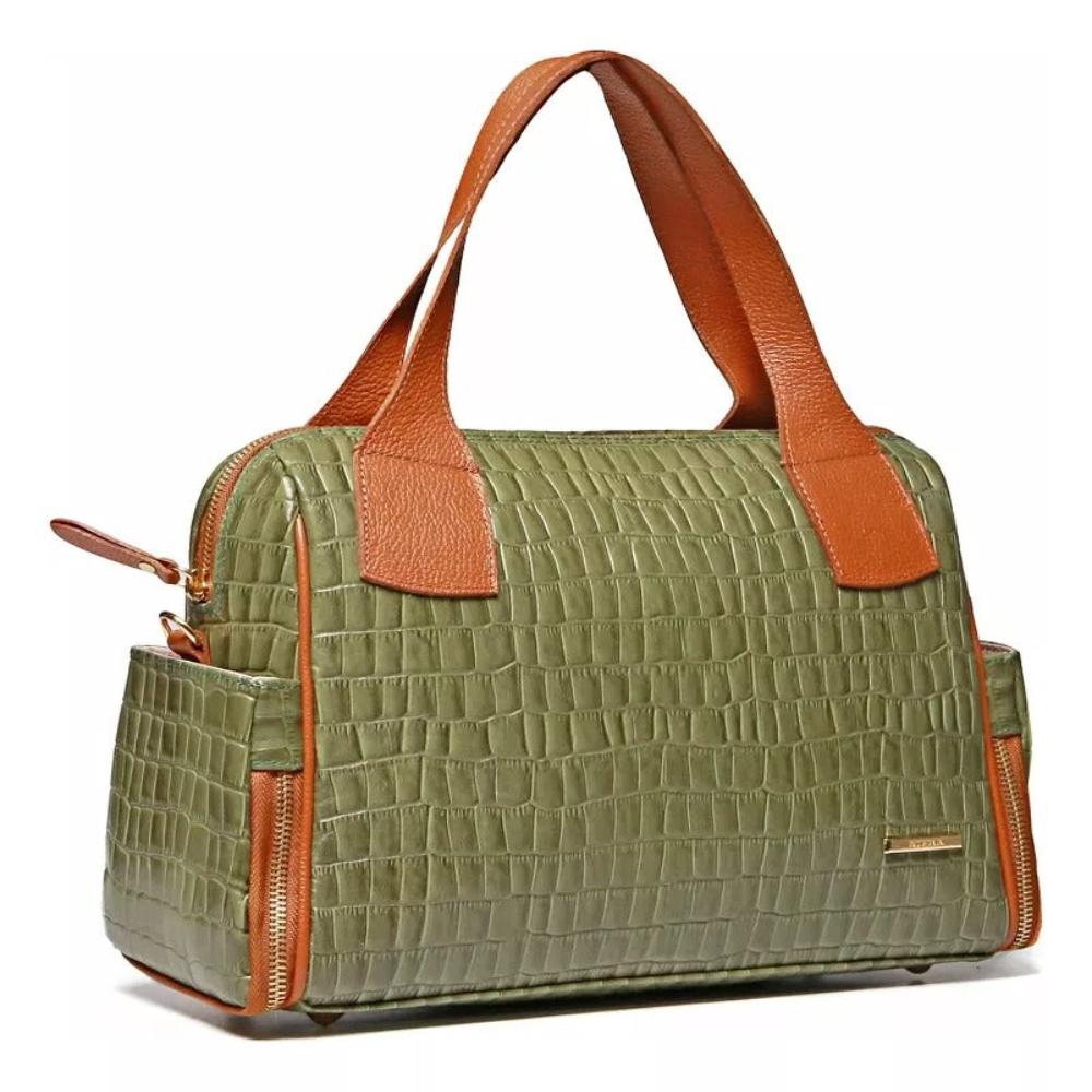 Bolsa Feminina Estruturada Couro Verde Mony