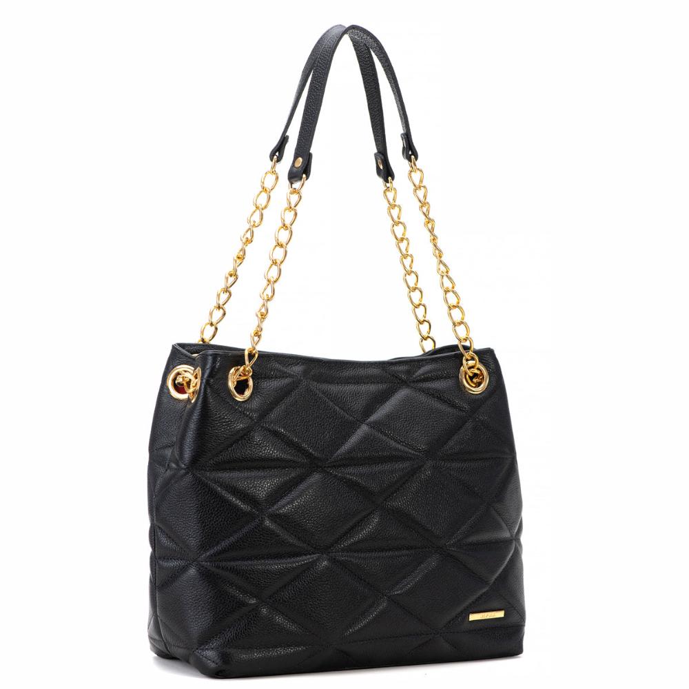 Bolsa Feminina Ombro Couro Preta Gabi