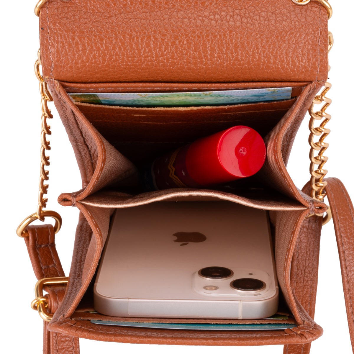 Bolsa Feminina Porta Celular Couro Terracota Karen