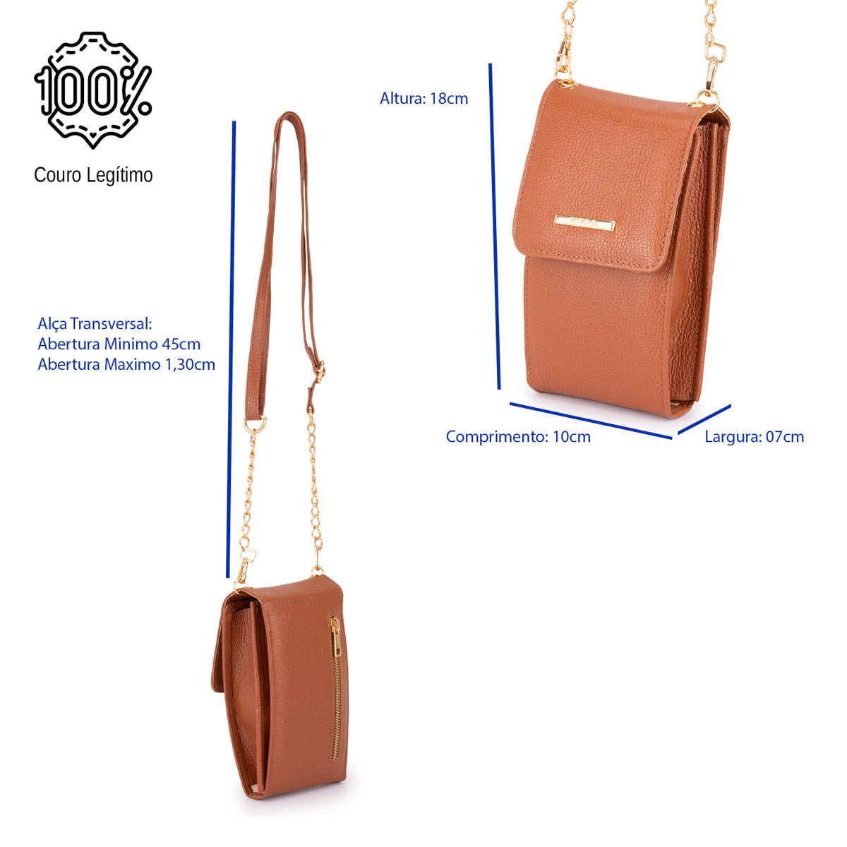 Bolsa Feminina Porta Celular Couro Terracota Karen