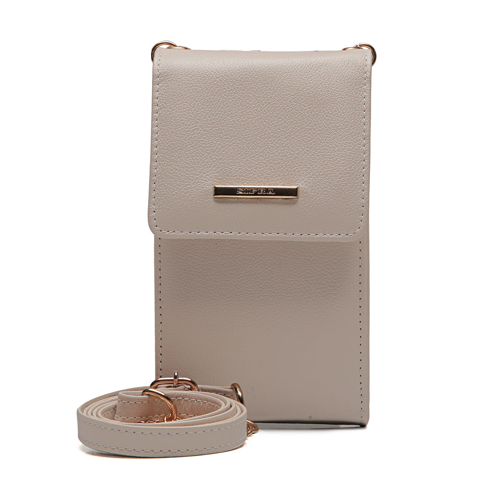 Bolsa Feminina Porta Celular Couro Off White Karen