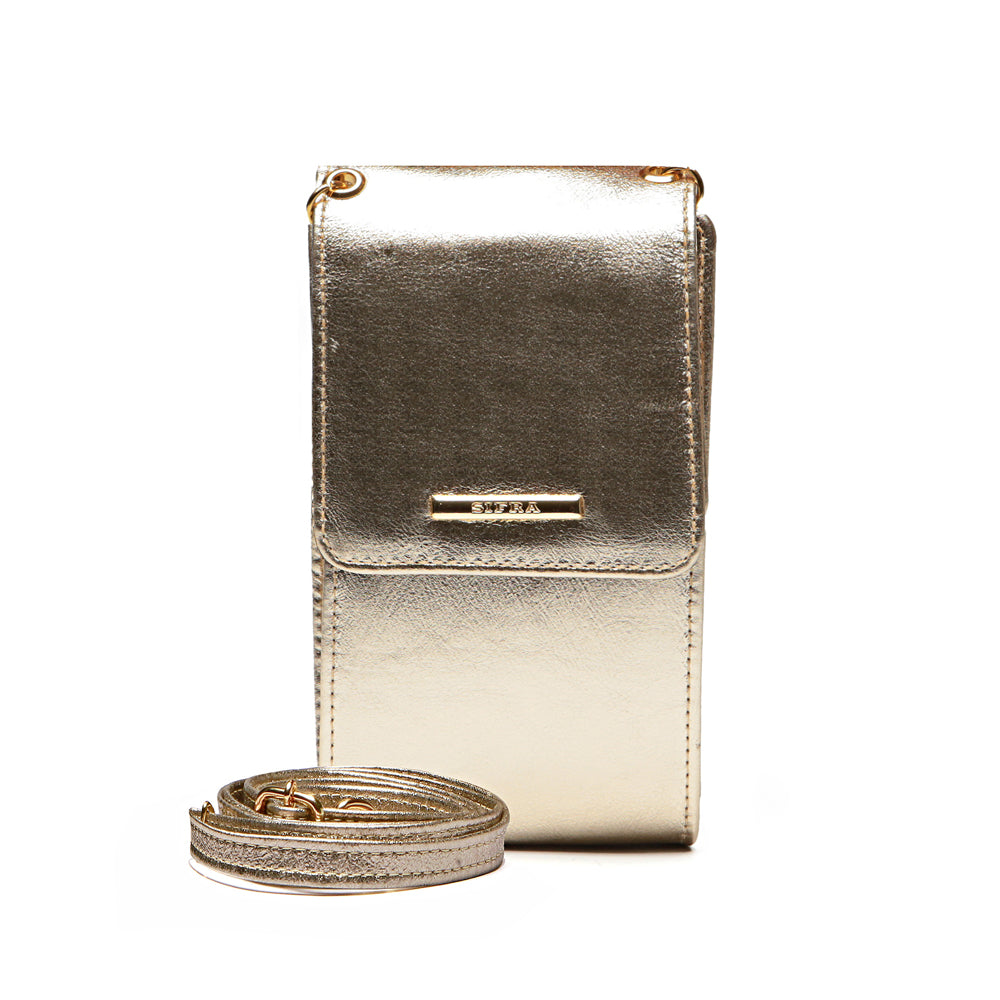 Bolsa Feminina Porta Celular Couro Ouro Light Karen