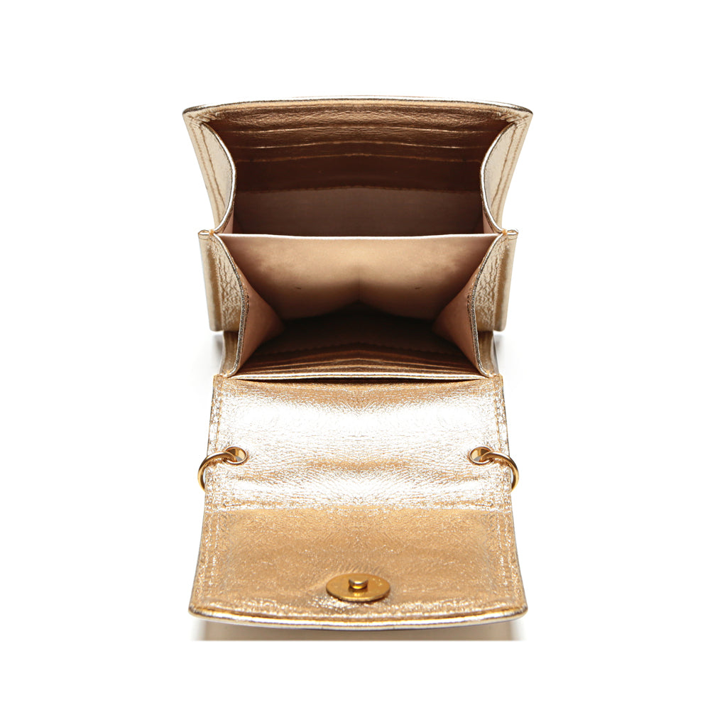 Bolsa Feminina Porta Celular Couro Ouro Light Karen