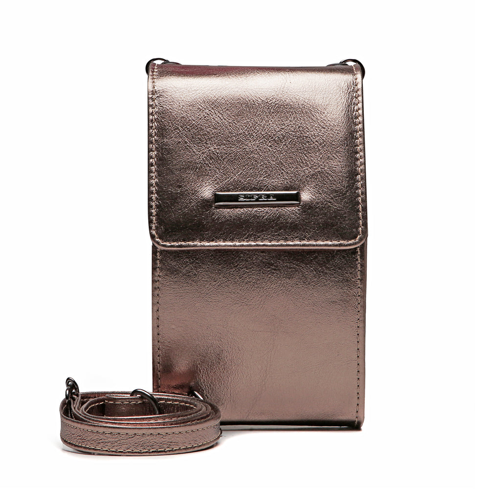Bolsa Feminina Porta Celular Couro Ouro Velho Karen