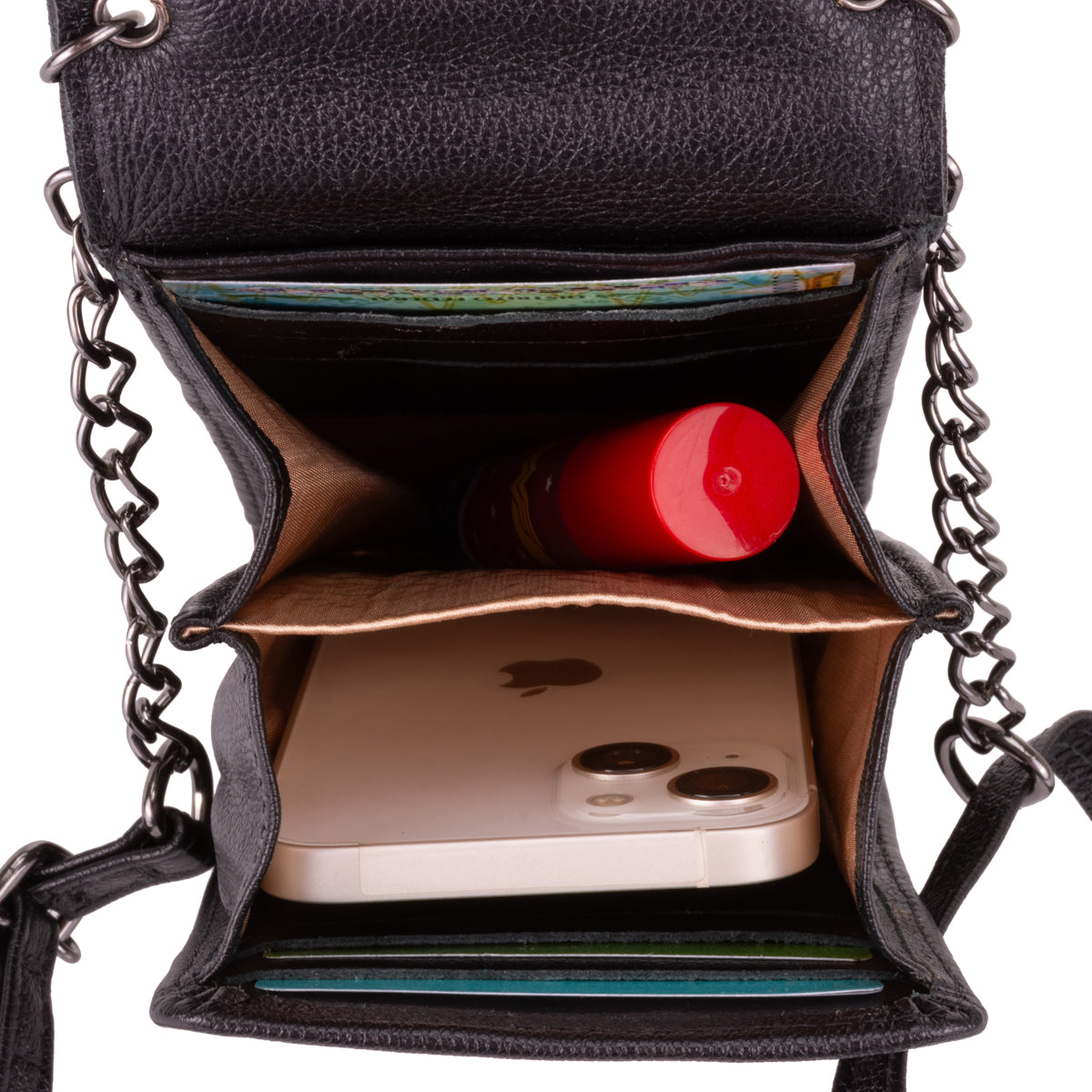 Bolsa Feminina Porta Celular Couro Preta Karen