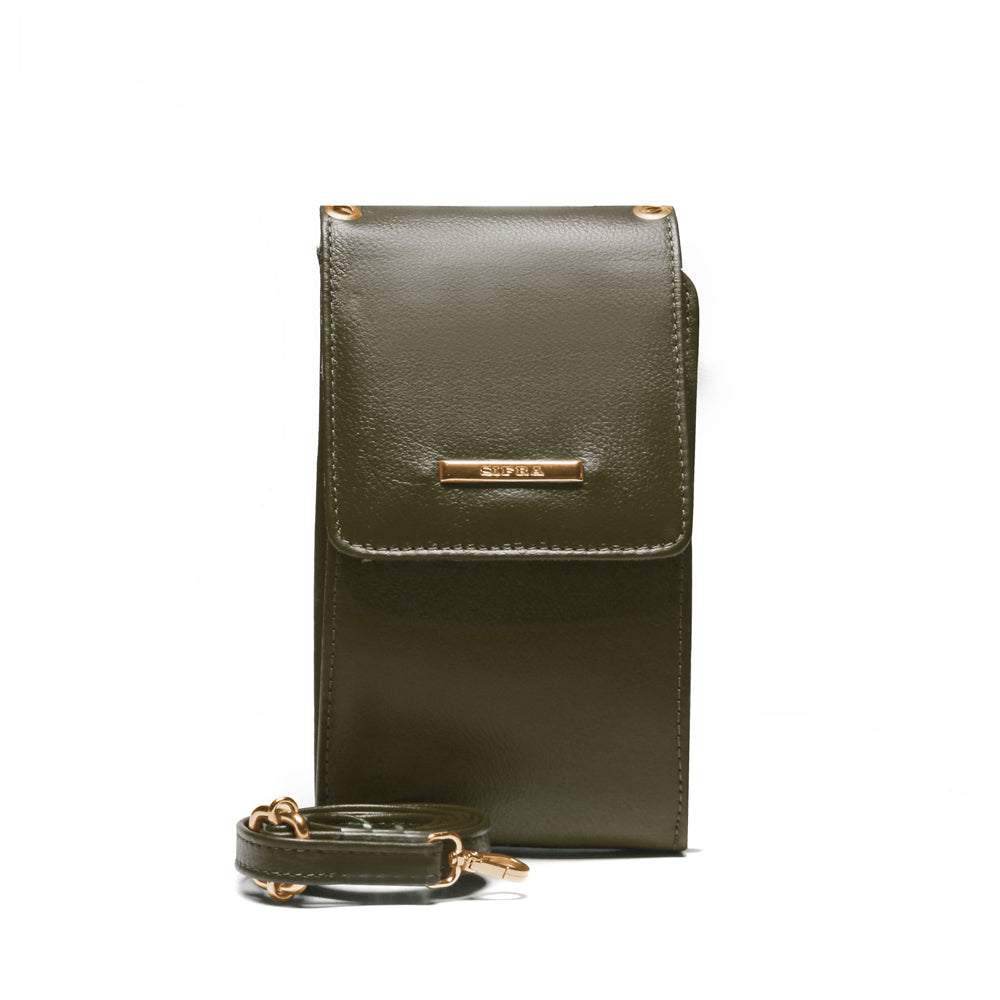 Bolsa Feminina Porta Celular Couro Verde Militar Karen