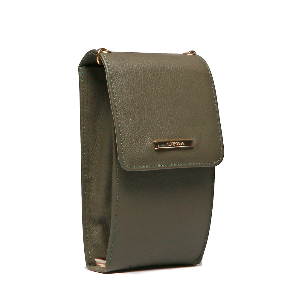Bolsa Feminina Porta Celular Couro Verde Militar Karen