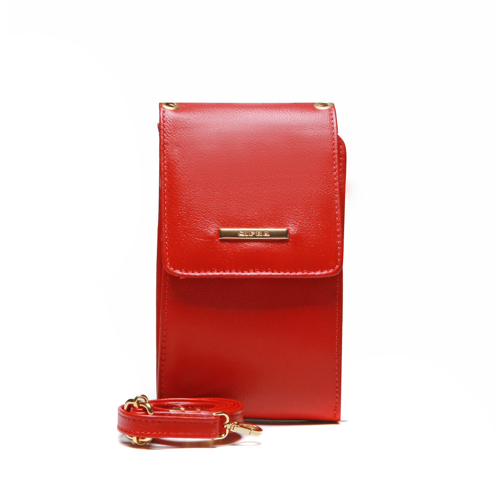 Bolsa Feminina Porta Celular Couro Vermelho Karen