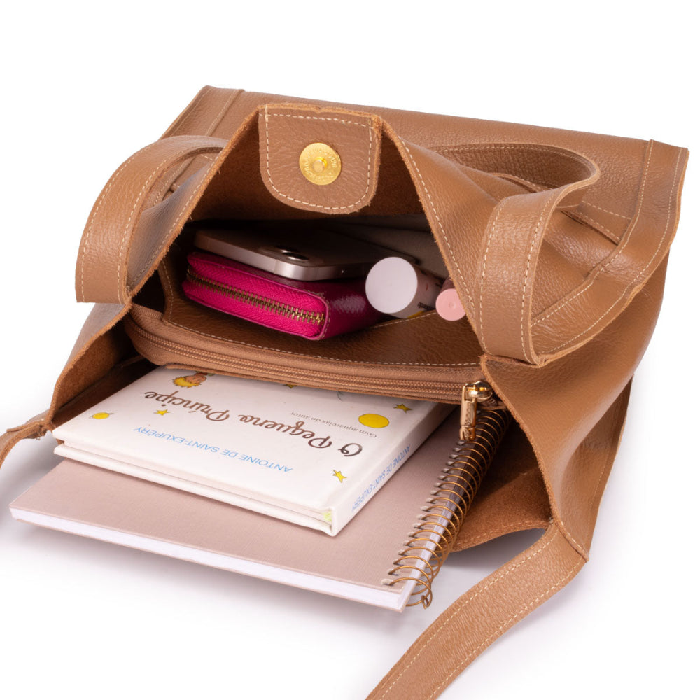 Bolsa Feminina Istambul Saco Couro Caramelo