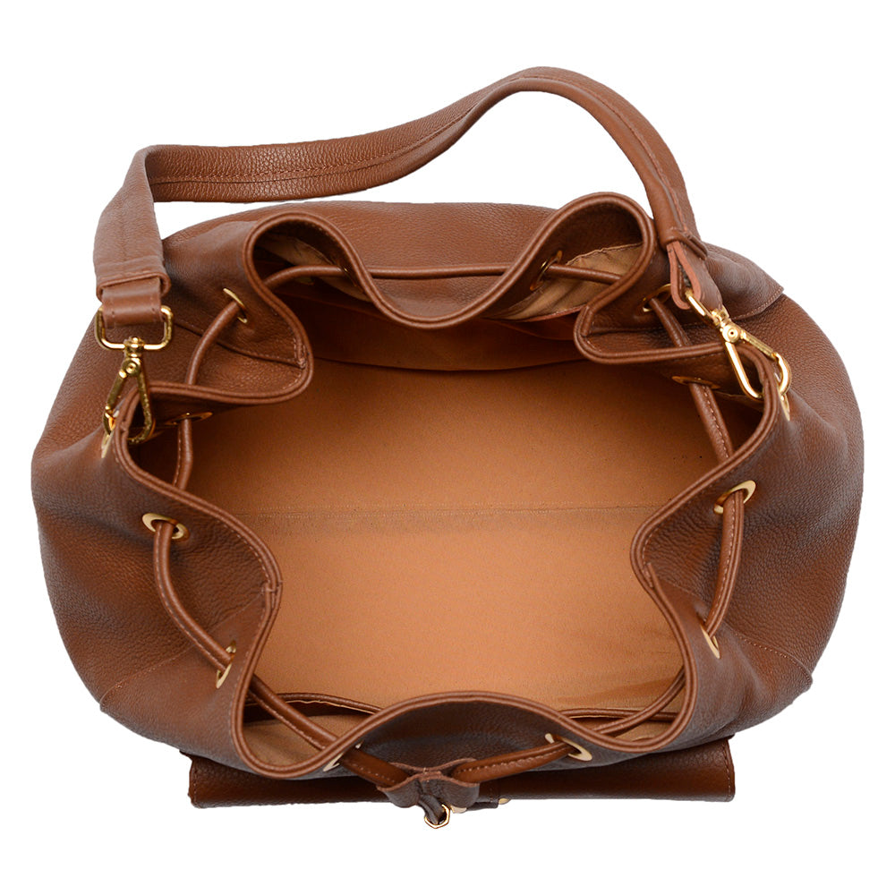 Bolsa Feminina Saco Transversal Couro Marrom Lauren