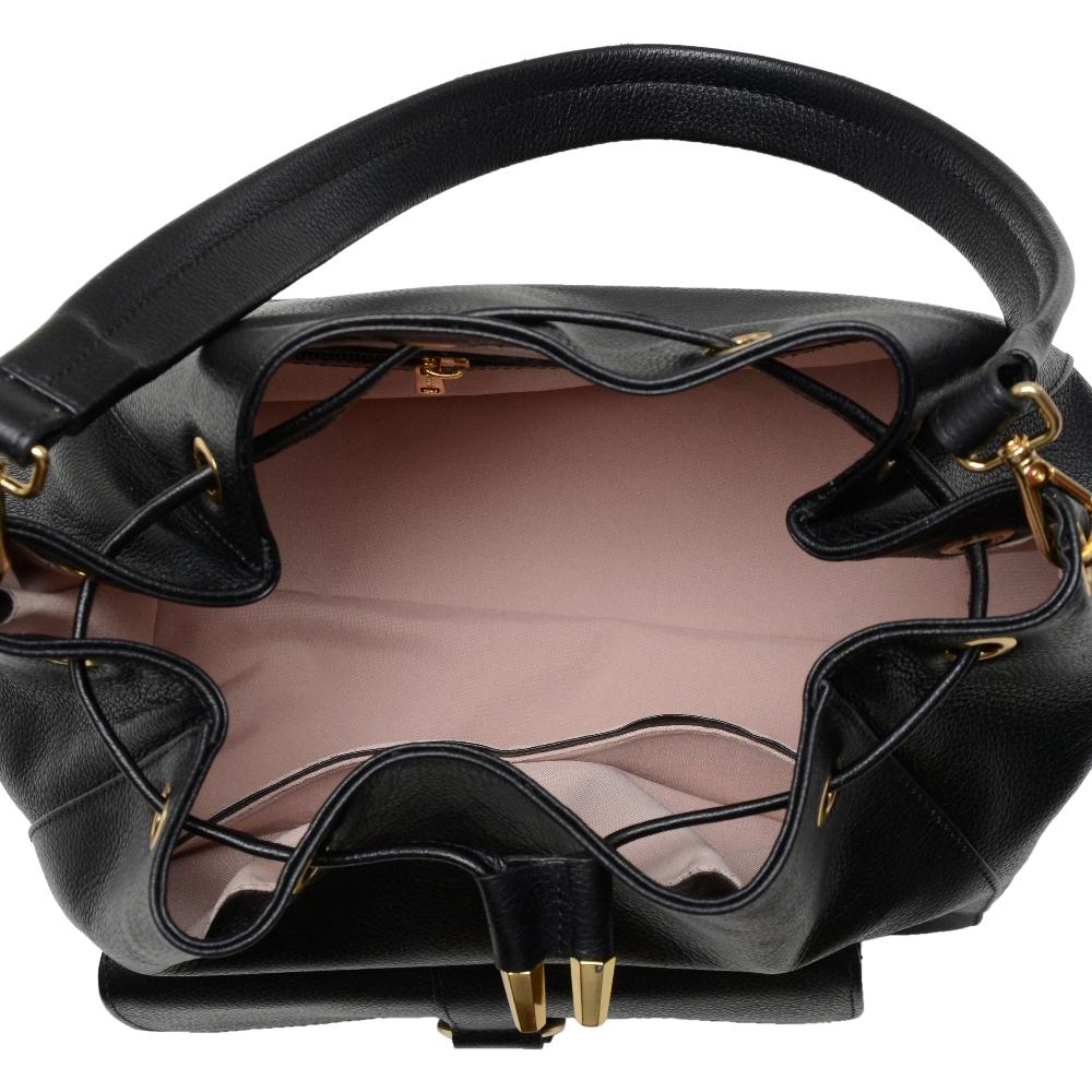 Bolsa Feminina Saco Transversal Couro Preta Lauren