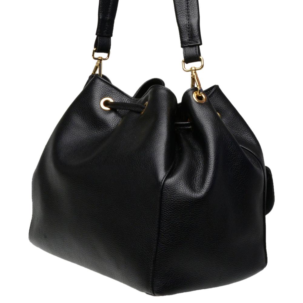 Bolsa Feminina Saco Transversal Couro Preta Lauren