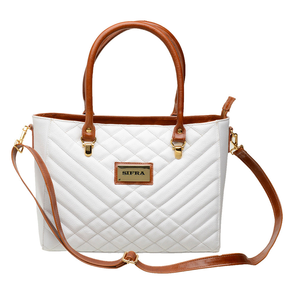 Bolsa Feminina Tiracolo Couro Branca Emma