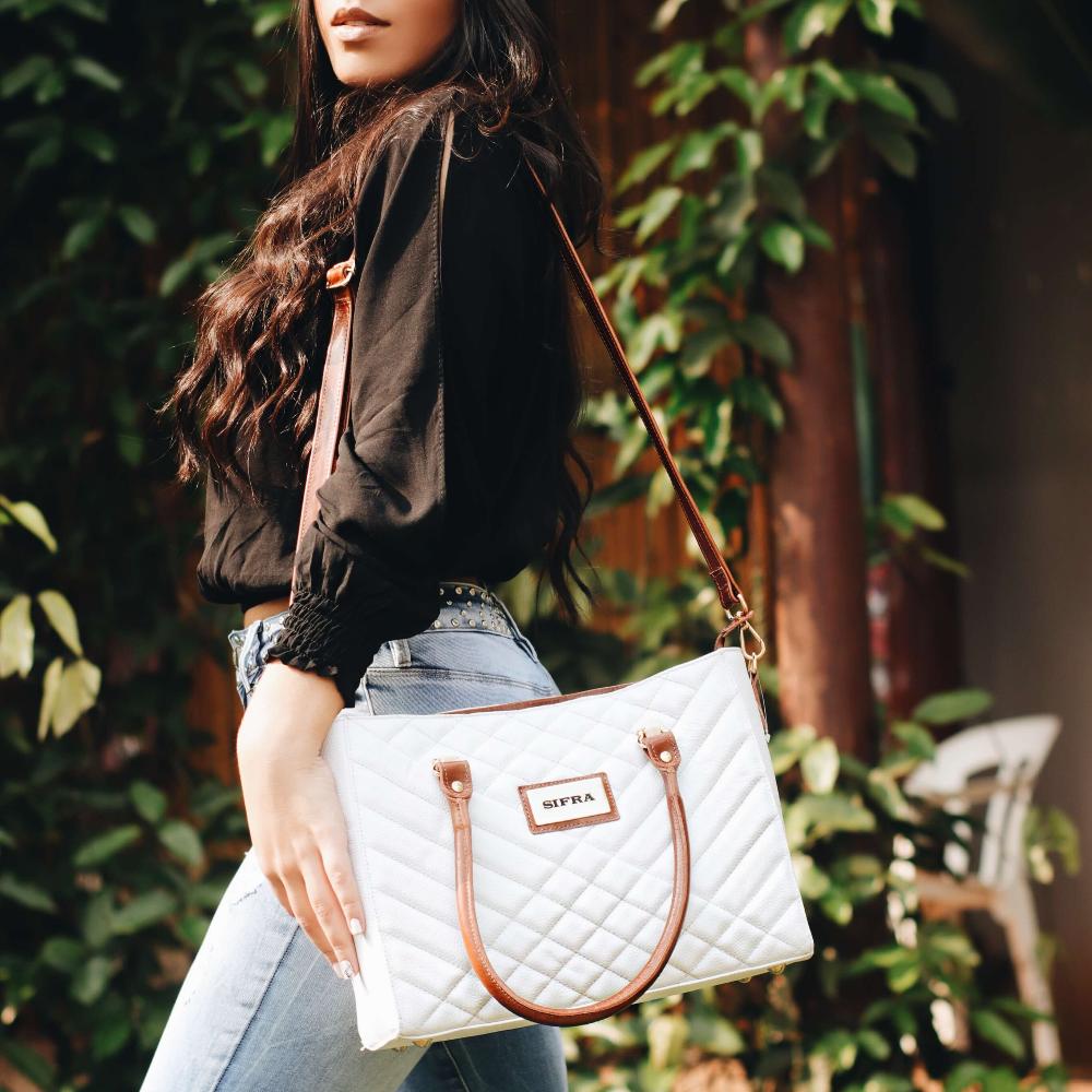 Bolsa Feminina Tiracolo Couro Branca Emma