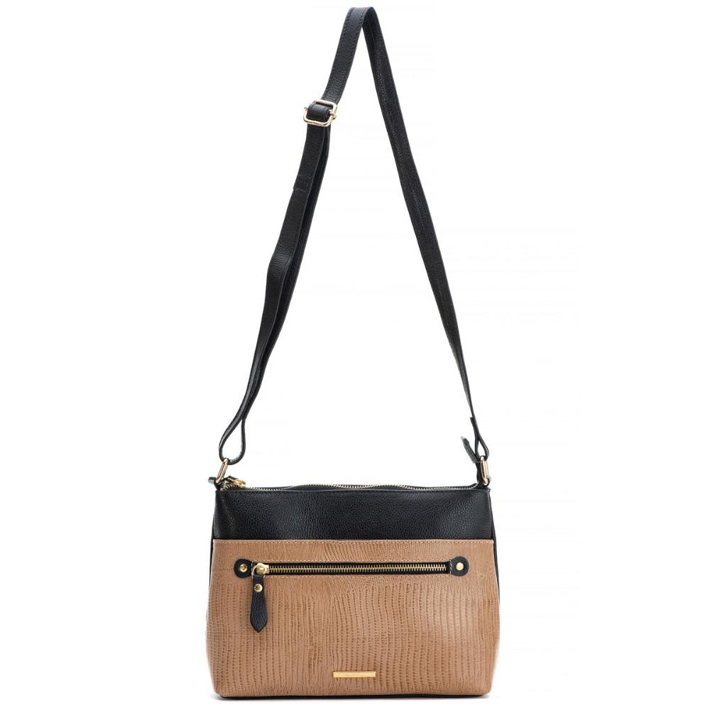 Bolsa Feminina Transversal Couro Amêndoa Bella