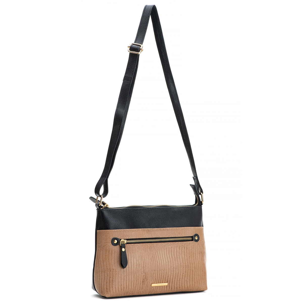 Bolsa Feminina Transversal Couro Amêndoa Bella
