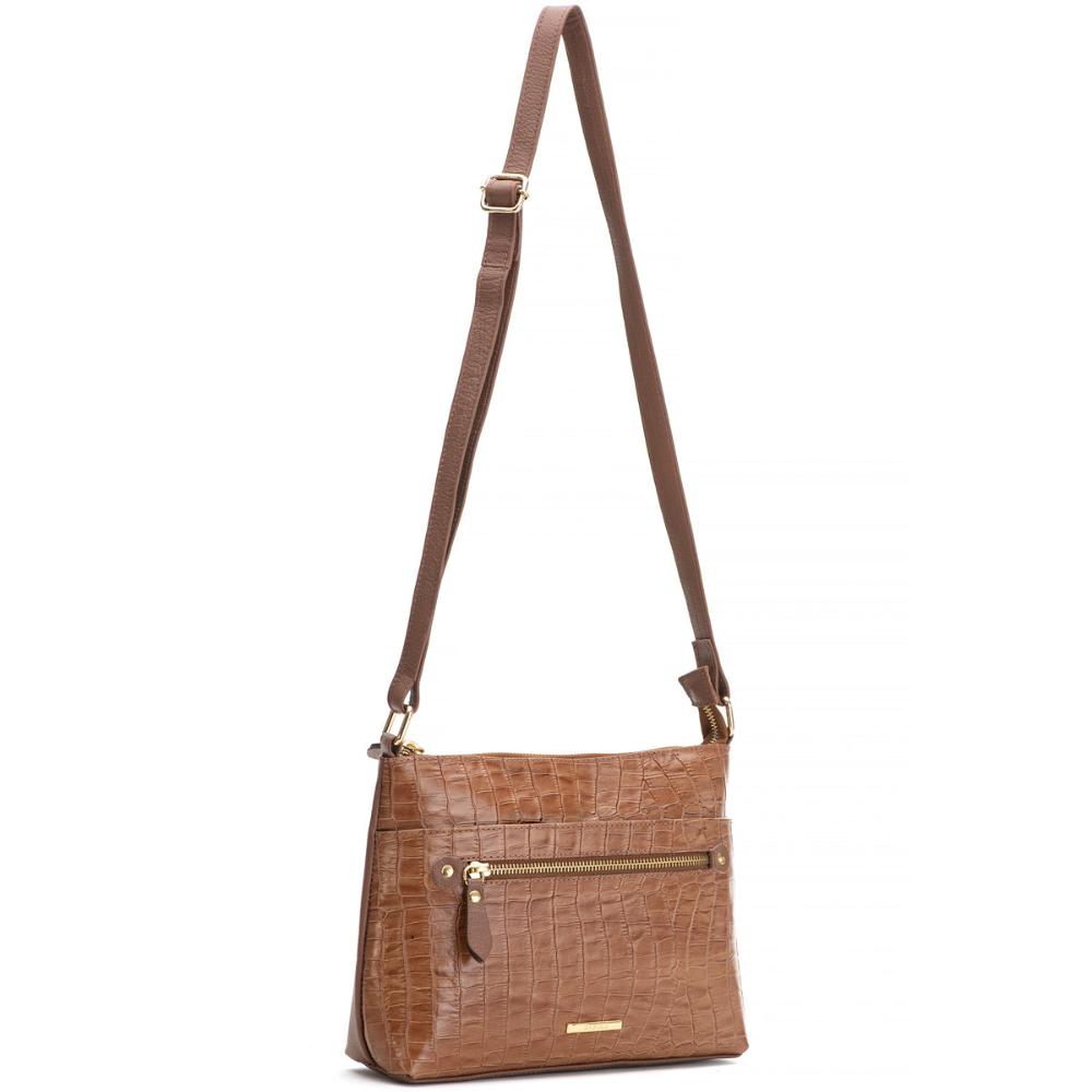 Bolsa Feminina Transversal Couro Caramelo Bella