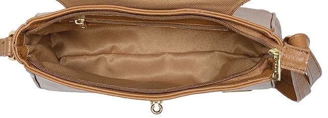 Bolsa Feminina Transversal Couro Caramelo Lila