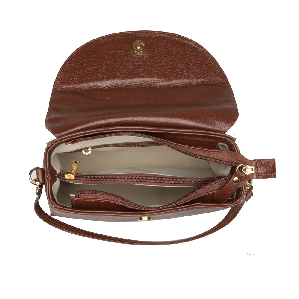 Bolsa Feminina Transversal Couro Marrom Cecília