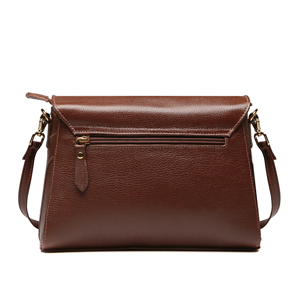 Bolsa Feminina Transversal Couro Marrom Cecília