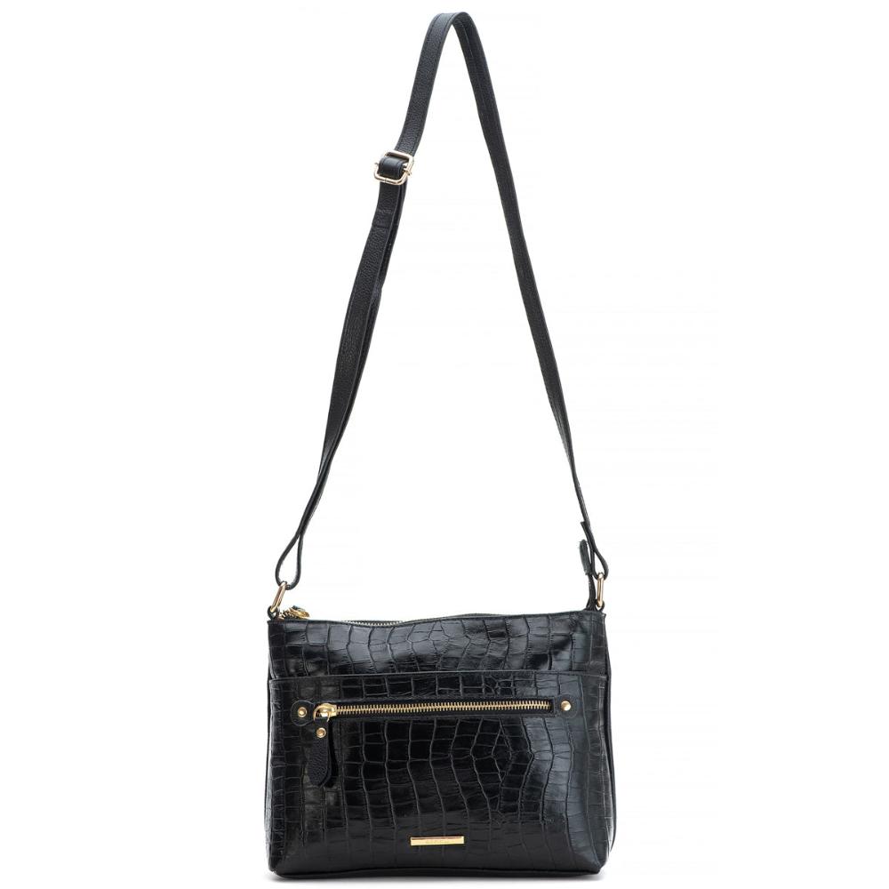 Bolsa Feminina Transversal Couro Preta Bella