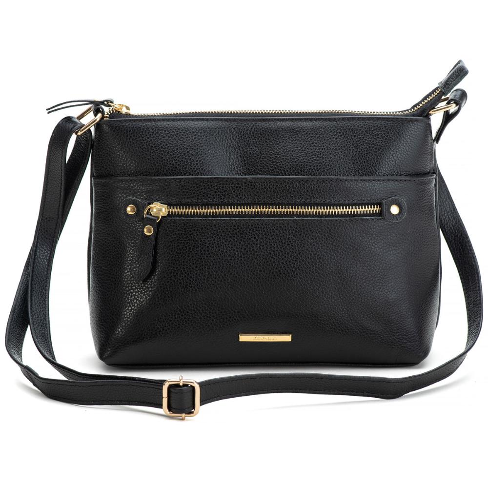 Bolsa Feminina Transversal Couro Preto Bella