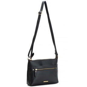 Bolsa Feminina Transversal Couro Preto Bella