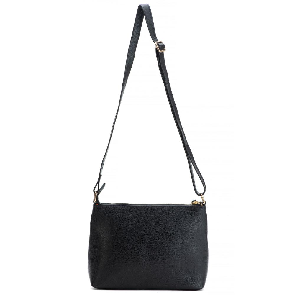 Bolsa Feminina Transversal Couro Preto Bella