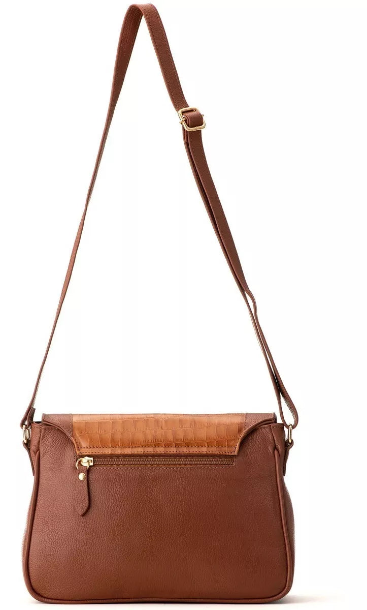 Bolsa Feminina Transversal Couro Terracota Lila