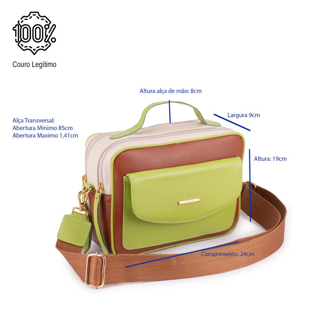 Bolsa Feminina Transversal Mão Couro Marrom Luna