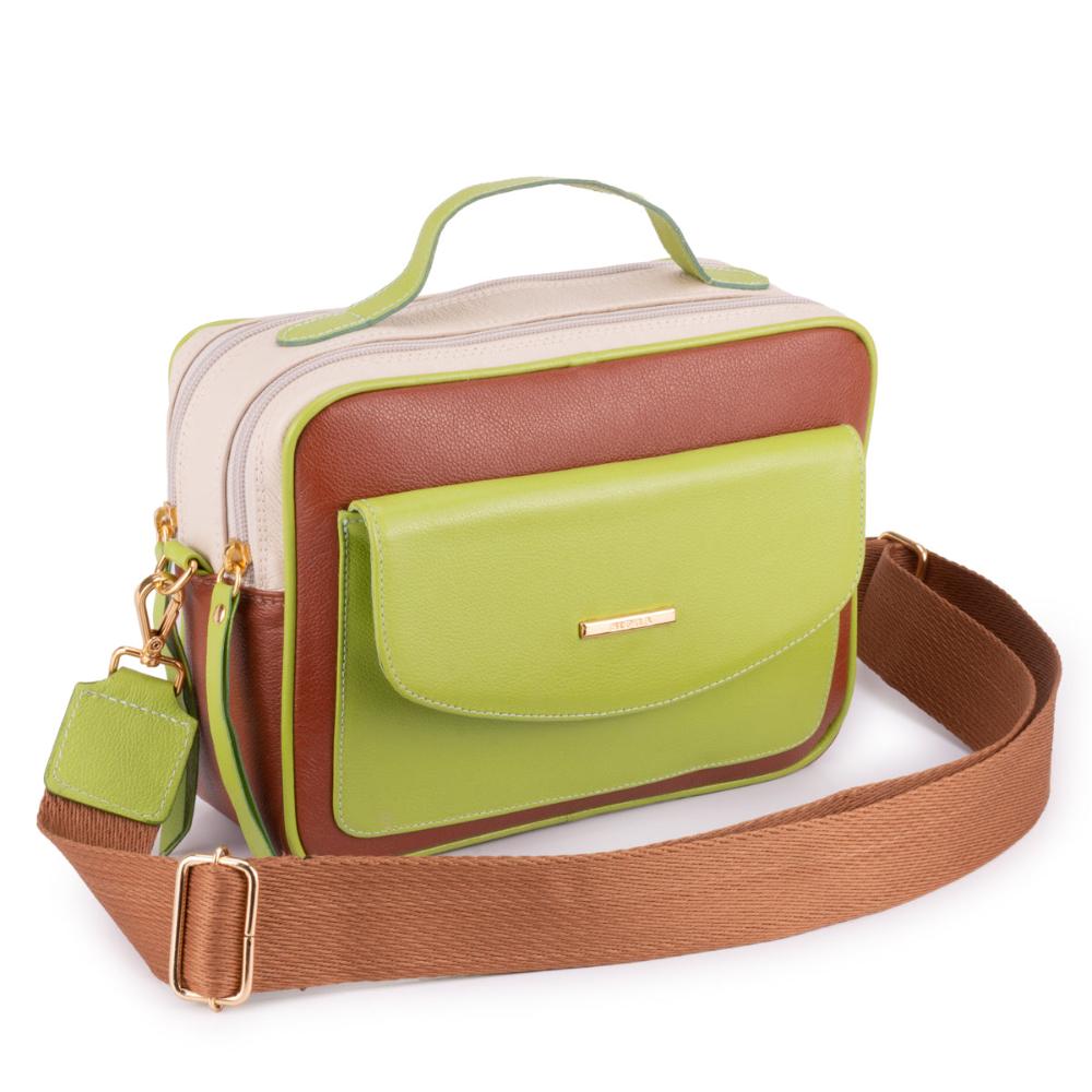 Bolsa Feminina Transversal Mão Couro Marrom Luna