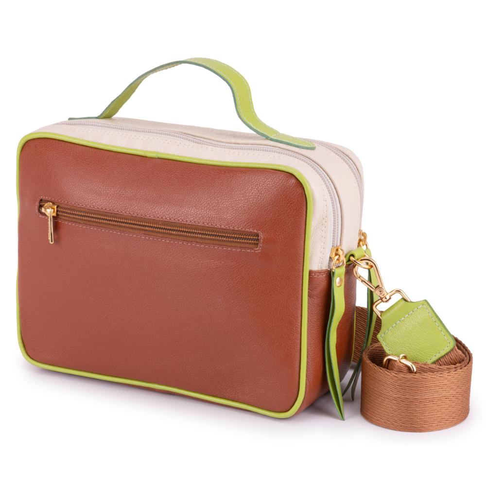 Bolsa Feminina Transversal Mão Couro Marrom Luna
