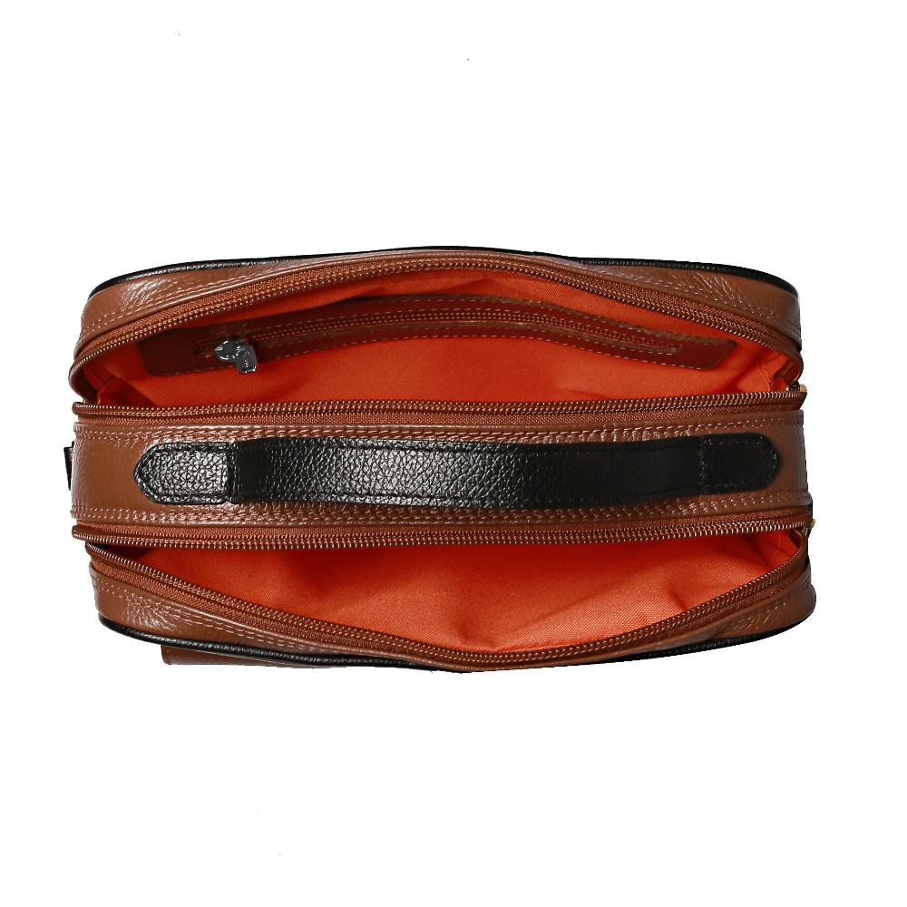 Bolsa Feminina Transversal Mão Couro Marrom Onix Luna