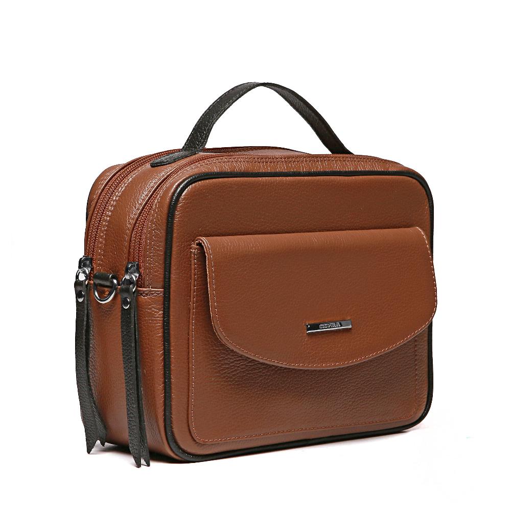 Bolsa Feminina Transversal Mão Couro Marrom Onix Luna