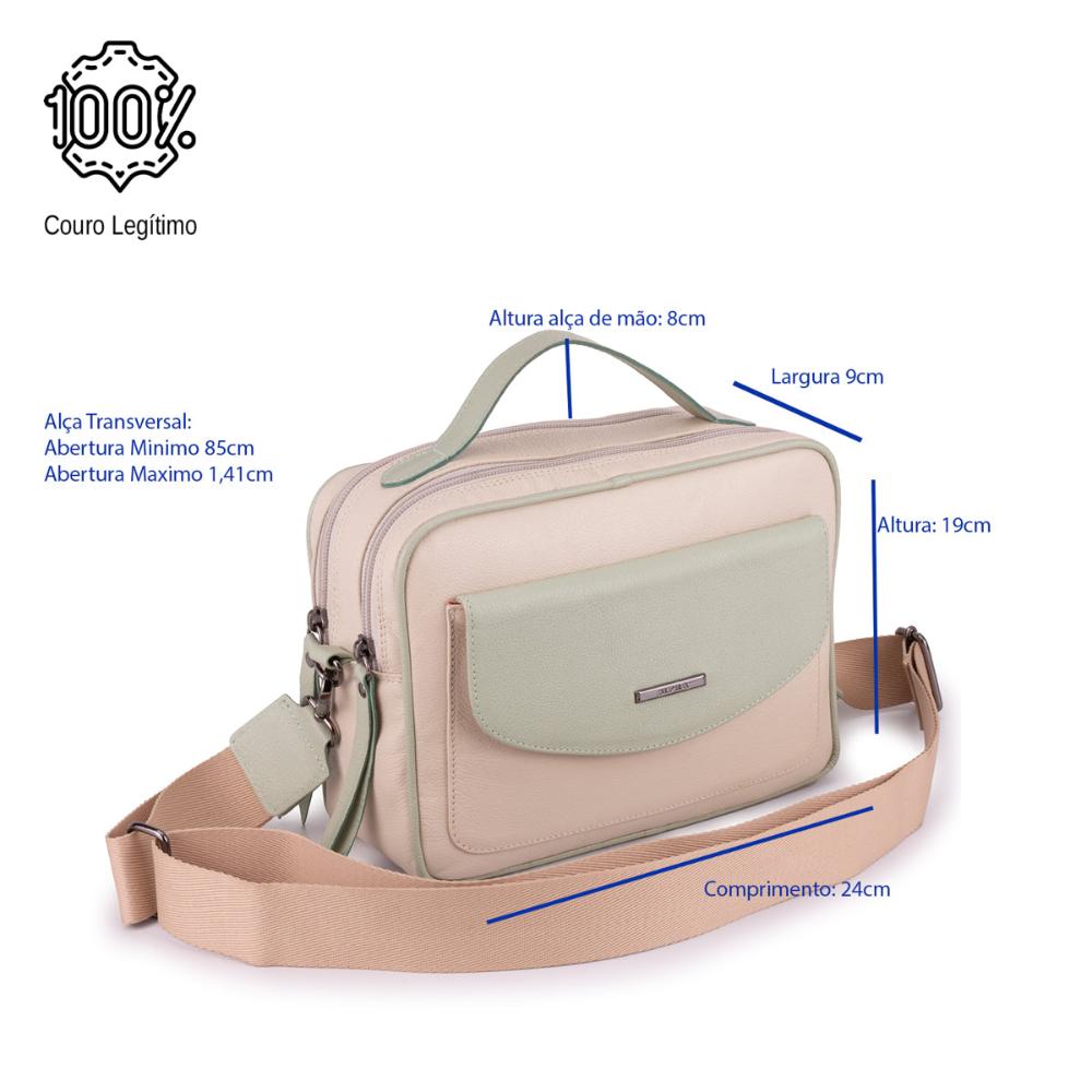 Bolsa Feminina Transversal Mão Couro Off White Luna