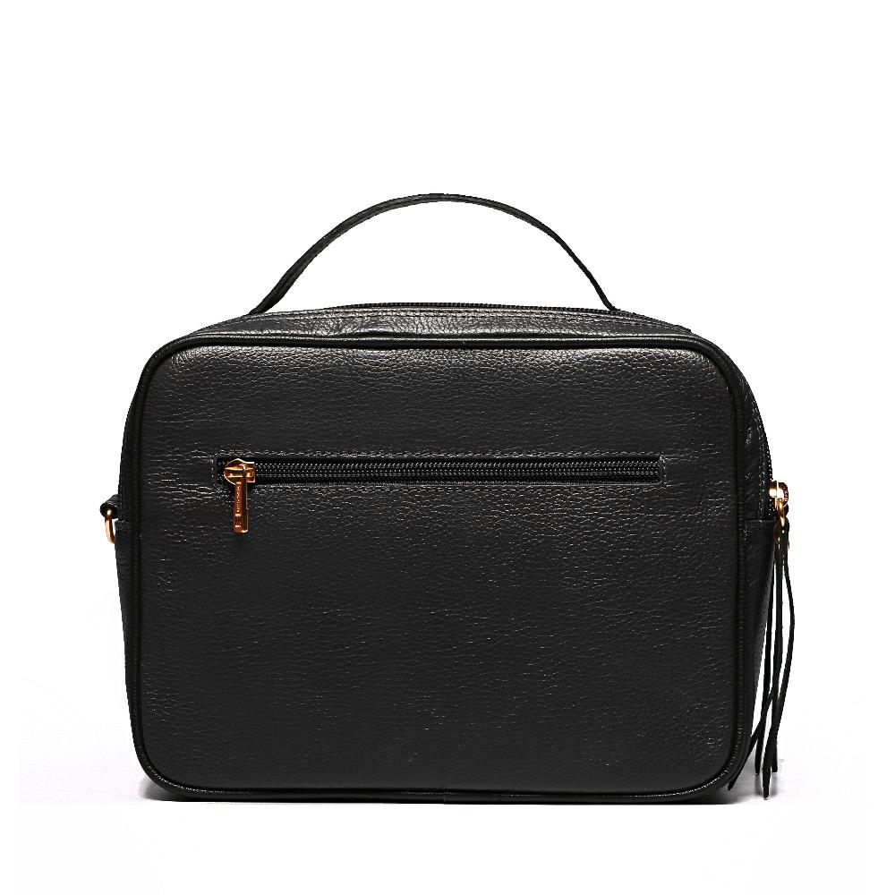Bolsa Feminina Transversal Mão Couro Preta Luna
