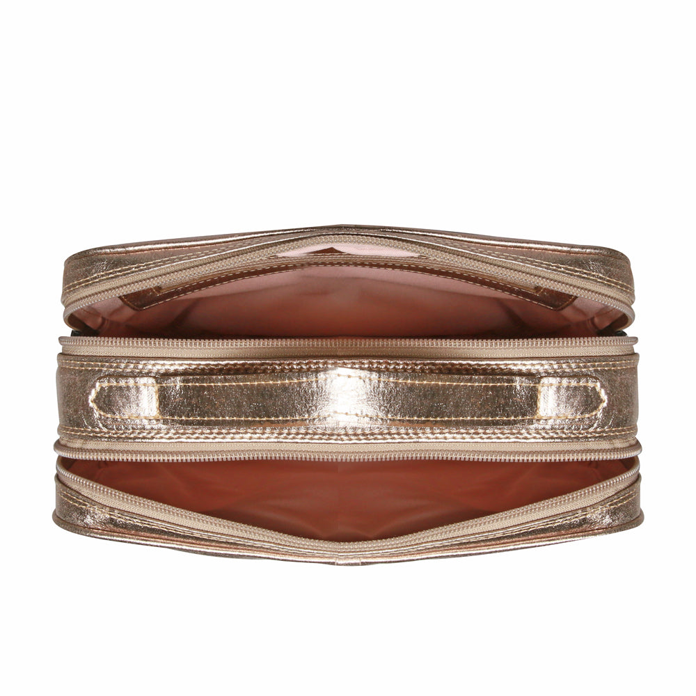 Bolsa Feminina Transversal Matelasse Mão Couro Ouro Velho Luna