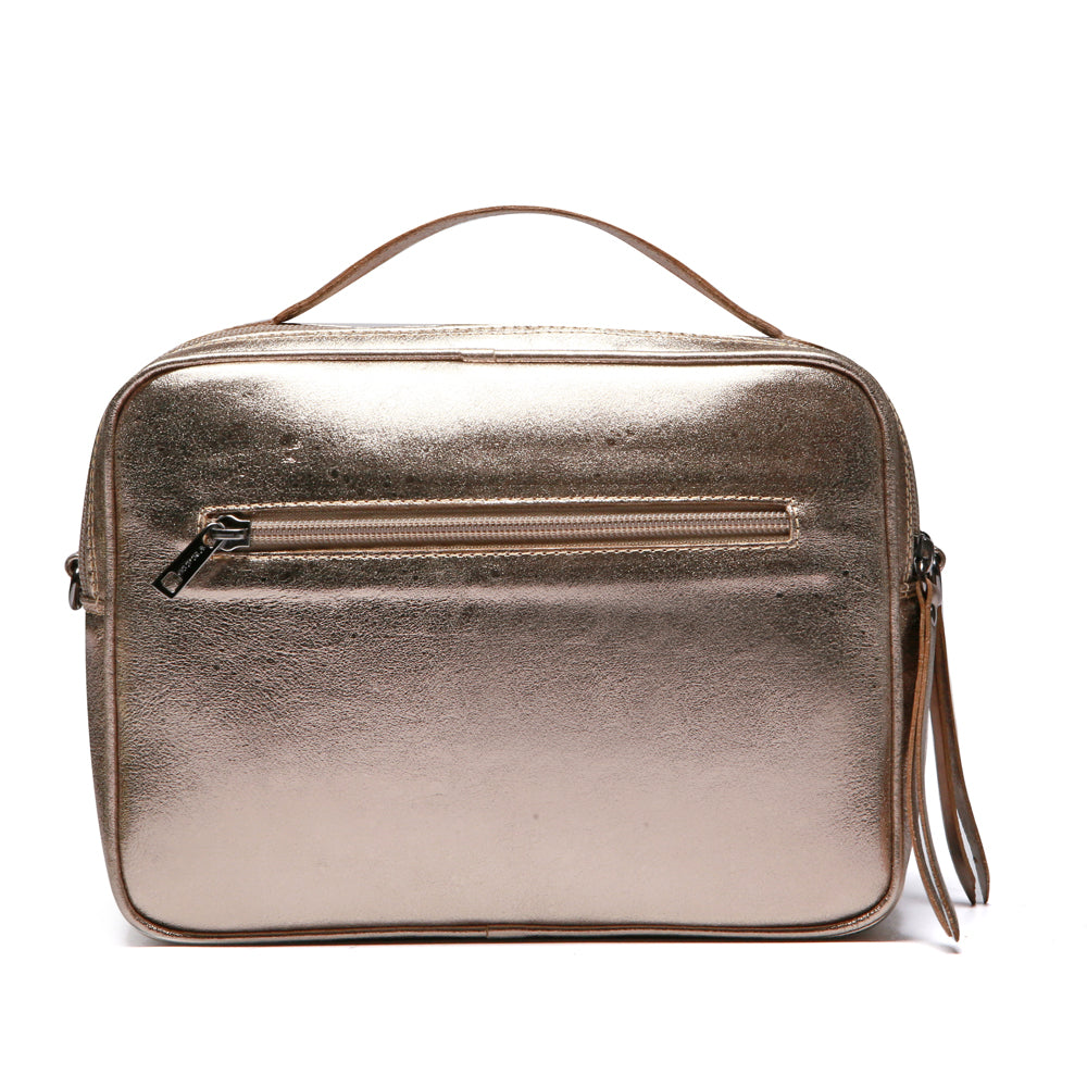 Bolsa Feminina Transversal Matelasse Mão Couro Ouro Velho Luna
